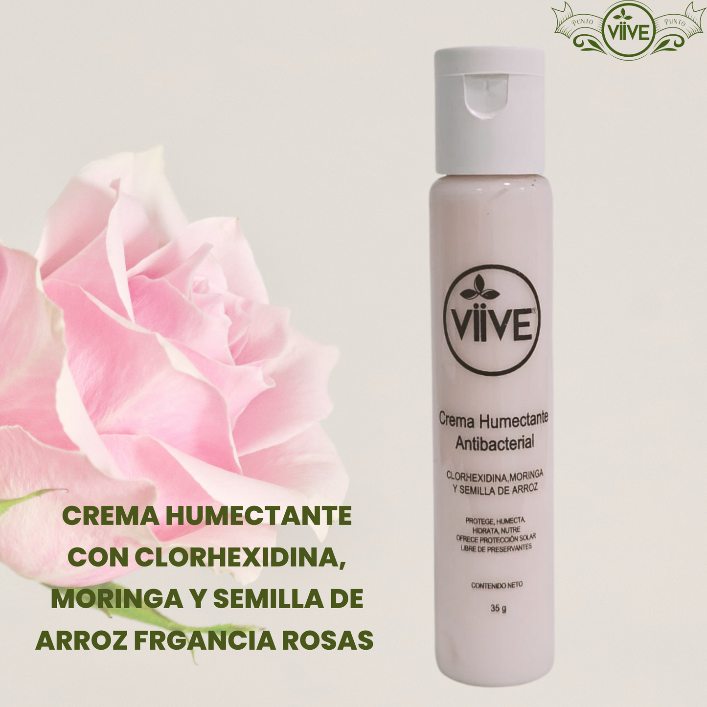 CREMA ANTIBACTERIAL CON CLORHEXIDINA MORINGA Y ARROZ