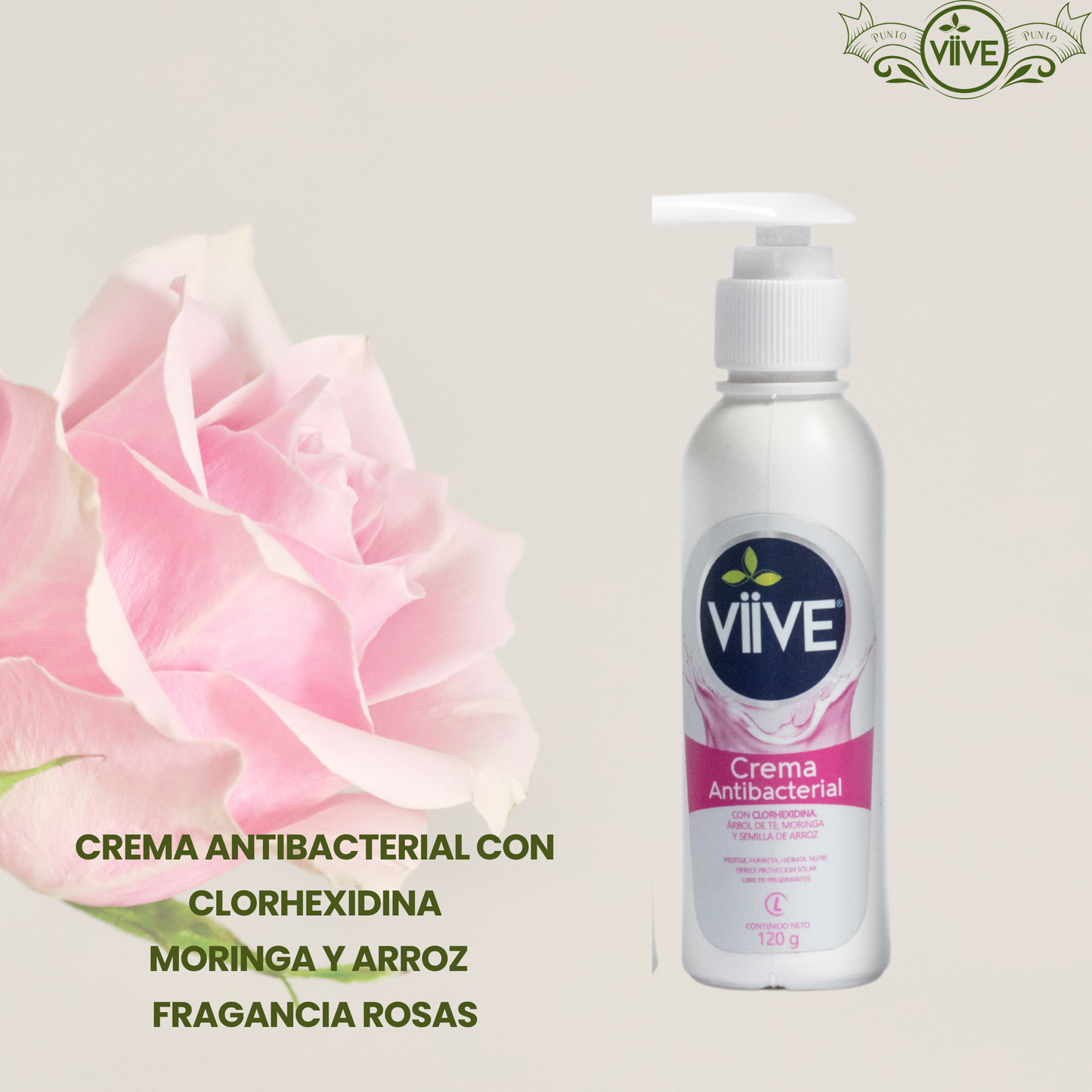 CREMA ANTIBACTERIAL CON CLORHEXIDINA MORINGA Y ARROZ
