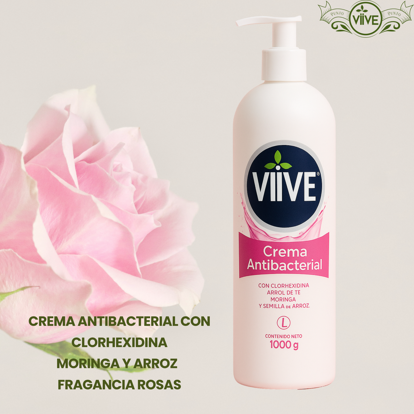 CREMA ANTIBACTERIAL CON CLORHEXIDINA MORINGA Y ARROZ