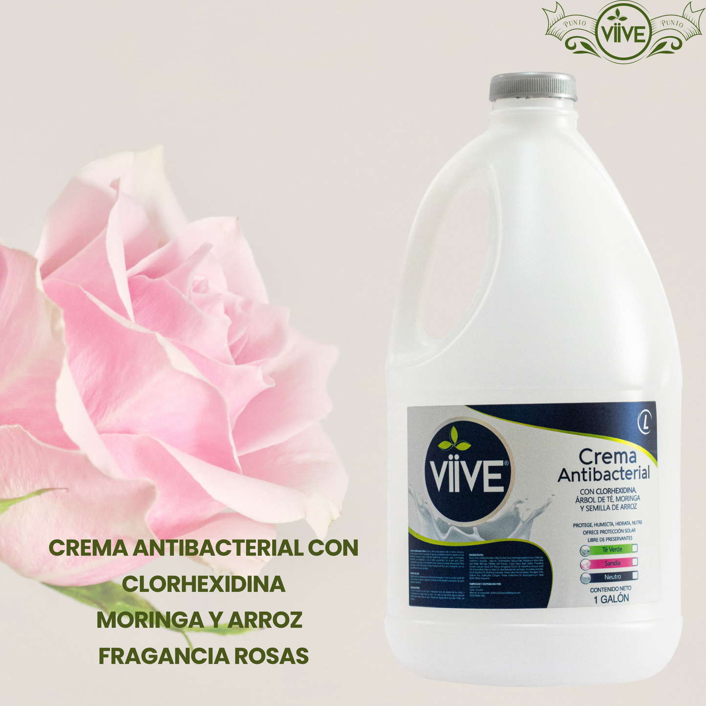 CREMA ANTIBACTERIAL CON CLORHEXIDINA MORINGA Y ARROZ