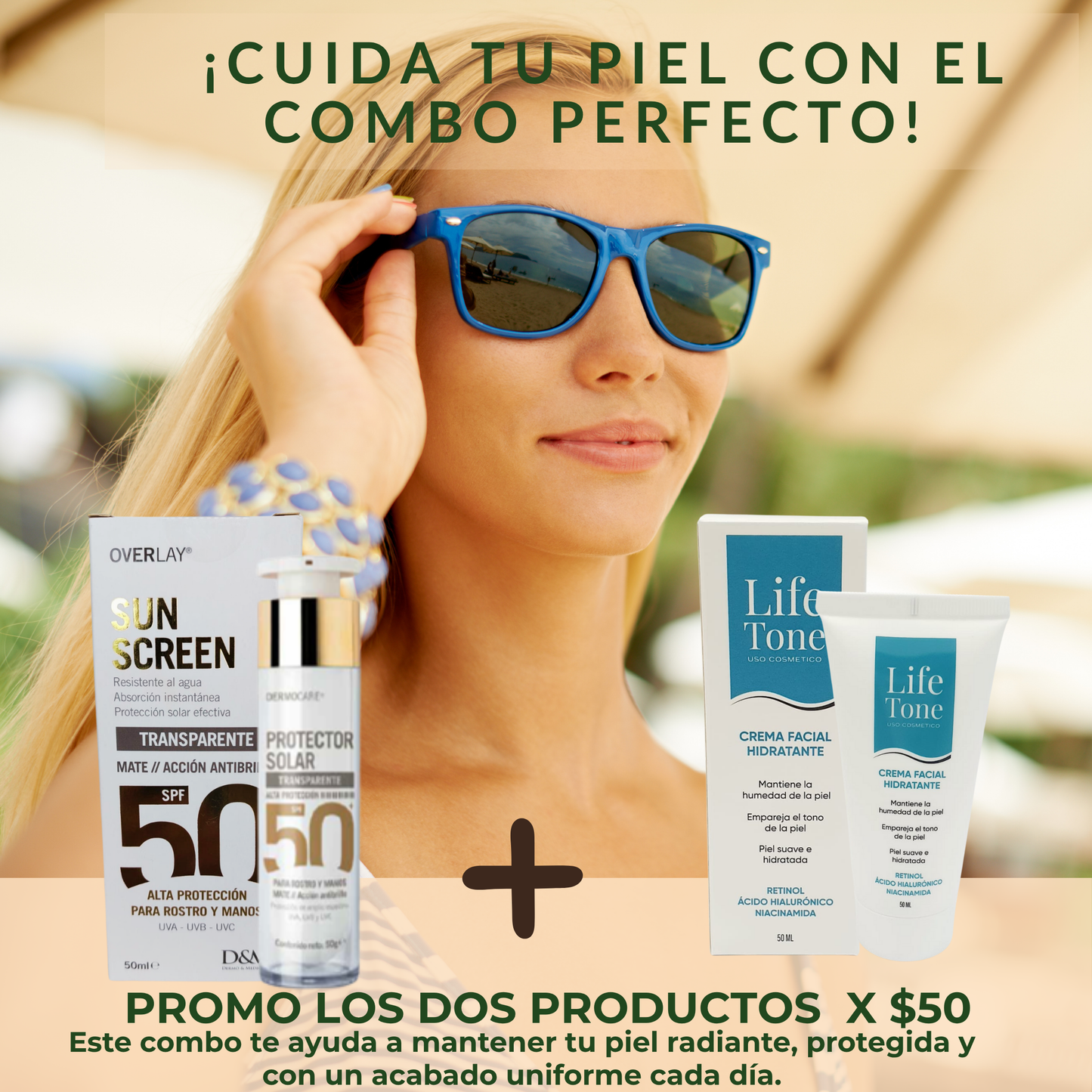 Z COMBO SOLAR Y REJUVENECE: Con LifeTone + Sun Screen Overlay 50+