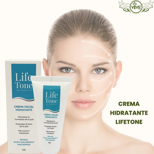 CREMA HIDRATANTE LIFETONE (ACIDO HIALURONICO, NIACINAMIDA Y RETINOL)50ML