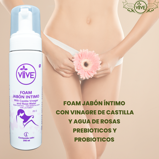 FOAM JABÓN ÍNTIMO CON VINAGRE DE CASTILLAS Y AGUA DE ROSAS PREBIÓTICOS Y PROBIÓTICOS 200 ML
